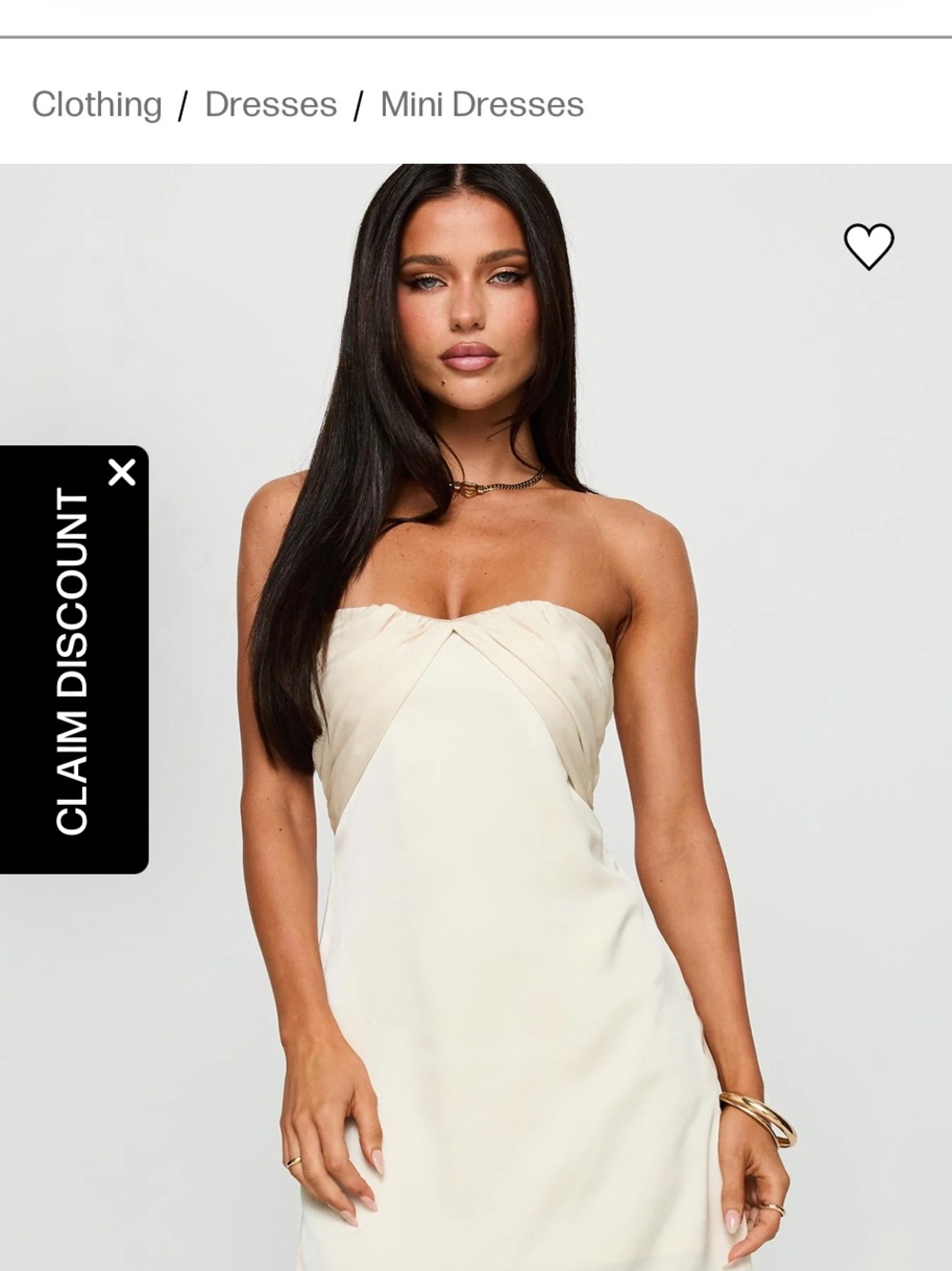 Princess Polly Irena Champagne Strapless Mini Dress Size 4